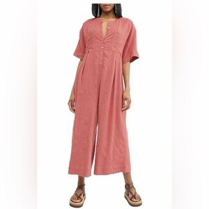 Free People pink linen jumpsuit
